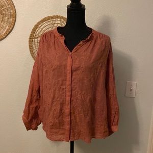 Light weight Anthropologie shirt with embroidery